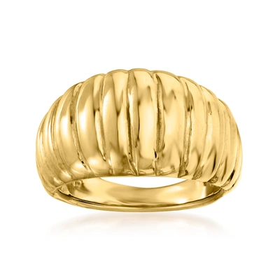 Ross-simons Italian 18kt Yellow Gold Electroform Ribbed Dome Ring