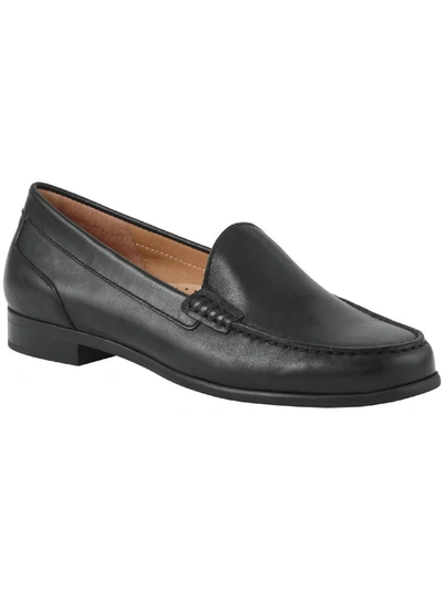 Array Katie Womens Leather Block Heel Loafers In Black