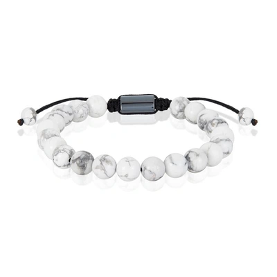 Crucible Jewelry Crucible Los Angeles Howlite Natural Stone 8mm Beads On Adjustable Cord Tie Bracelet In Silver