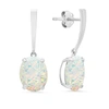Max + Stone 14k White Gold Solitaire Oval-cut Gemstone Drop Earrings (10x8mm) In Multi