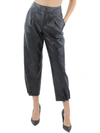 Alice And Olivia Ming Vegan Leather Ankle Pants In Grey