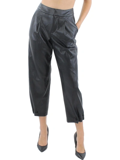 Alice And Olivia Ming Vegan Leather Ankle Trousers In Grey