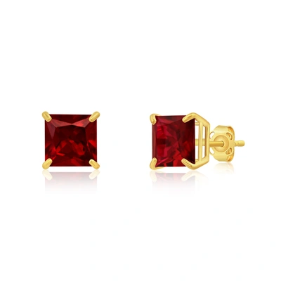 Max + Stone 14k Yellow Gold Solitaire Princess-cut Gemstone Stud Earrings (7mm)