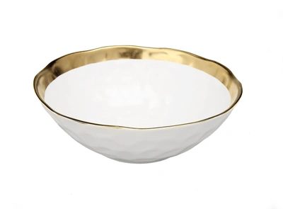 Classic Touch Decor White Porcelain Bowl With Gold Rim