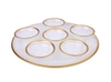Classic Touch Decor Alabaster White Seder Plate With Gold Rim - 12.75"d X 4.25"h