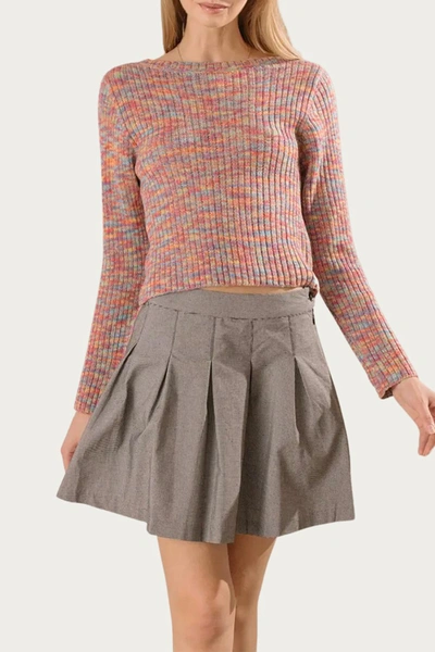 Storia Open-back Ribbed-knit Sweater In Rainbow Multi In Pink