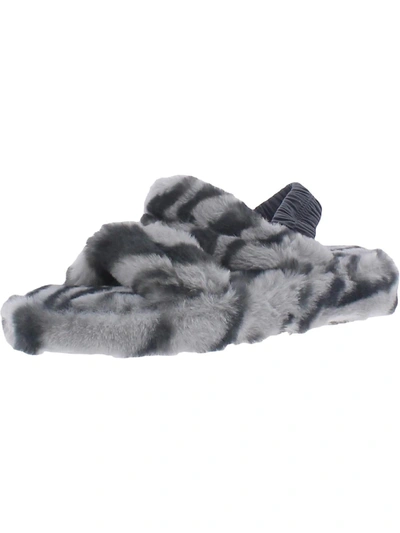 Array Shayla Womens Faux Fur Slingback Slingback Slippers In Grey