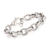 Ross-simons Italian Sterling Silver Textured And Polished Oval-link Bracelet In Silver