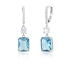 Max + Stone Sterling Silver Emerald Cut 8x10mm Simulated Aqua And White Topaz Leverback Earrings In Blue