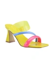 Marc Fisher Krisly Womens Faux Leather Strappy Mule Sandals In Yellow