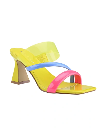 Marc Fisher Krisly Womens Faux Leather Strappy Mule Sandals In Yellow