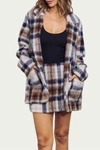 J.nna Brushed Checked Single-breasted Blazer Jacket In Navy Multi In Multi