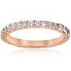 Pompeii3 G/si .90ct Diamond Eternity Ring 14k Rose Gold Womens Stackable Wedding Band In Multi