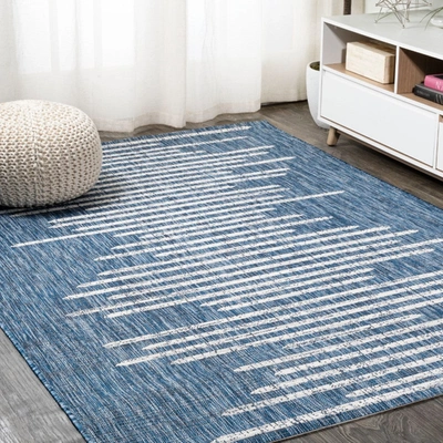 Jonathan Y Zolak Berber Stripe Geometric Indoor/outdoor Area Rug In Blue