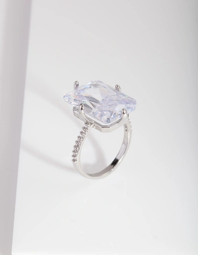 Lovisa Rhodium Rectangle Celebrity Engagement Ring In Silver