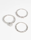 Lovisa Rhodium Cubic Zirconia Triple Band Ring In Silver