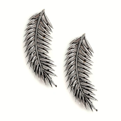 Sohi Silver-plated Feather Earrings In Black