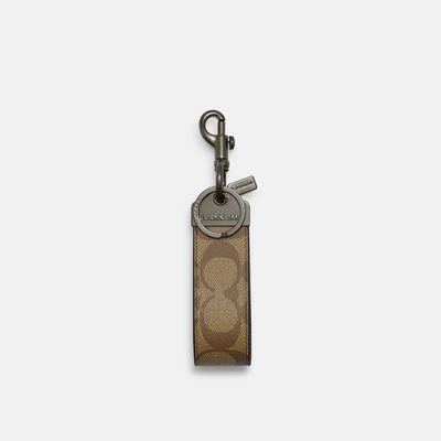 Coach Outlet Loop Key Fob In Signature Canvas In Brown