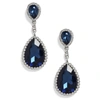 Sohi Navy Blue Silver Toned Teardrop Shaped Drop Earrings In Blue