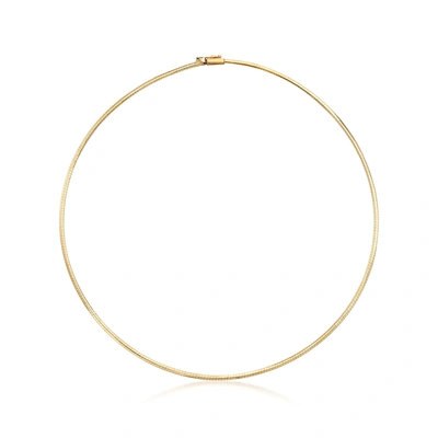 Ross-simons Italian 2mm 18kt Yellow Gold Omega Necklace In White