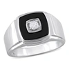 MIMI & MAX 2 1/3CT TGW SQUARE BLACK ONYX AND 1/6CT TW DIAMOND MEN'S RING IN STERLING SILVER