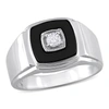 Mimi & Max 2 1/3ct Tgw Square Black Onyx And 1/6ct Tw Diamond Men's Ring In Sterling Silver In Silver