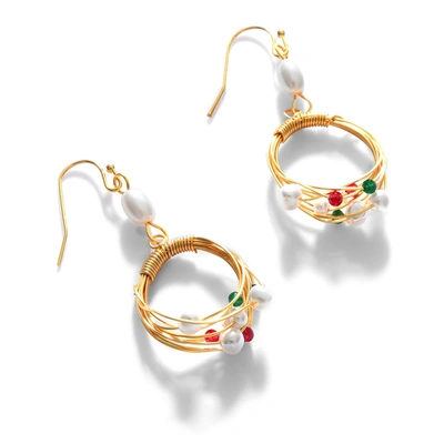 Sohi Gold Plated Pearls Drop Earring In Silver