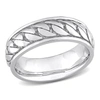 Mimi & Max Ribbed Design Men's Ring In Sterling Silver In Silver