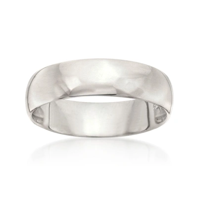 Ross-simons Men's 6mm 14kt White Gold Wedding Ring In Silver