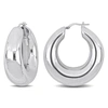 Mimi & Max 40 Mm Polished Hoop Earrings In Sterling Silver In Silver