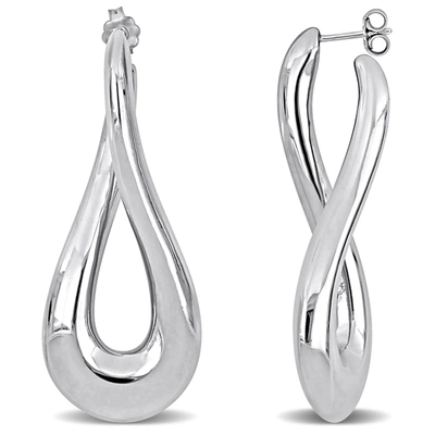 Mimi & Max 55 Mm Oval Twist Hoop Earrings In Sterling Silver