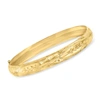 Ross-simons 14kt Yellow Gold Floral Etched Bangle Bracelet In Gold