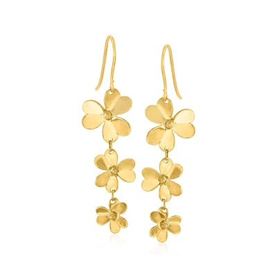 Ross-simons Italian 14kt Yellow Gold Floral Drop Earrings