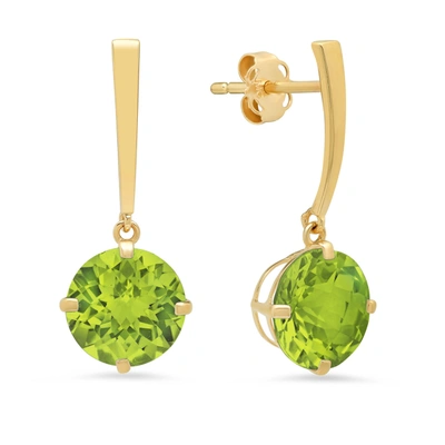 Max + Stone 14k Yellow Gold Solitaire Round-cut Gemstone Drop Earrings (8mm)