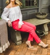 Lyssé Tate Low Rise Ankle Trouser In Geranium In Red