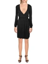 Lisa & Lucy Womens Jersey Puff Sleeve Wrap Dress In Black