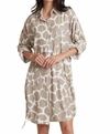 CARRE NOIR ALL RUCHED UP DRESS IN GIRAFFE PRINT/TAUPE