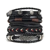 Sohi Set Of 4 Women Black Leather Bracelet In Black