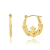 Max + Stone Solid 14k Yellow Gold 16mm Claddagh Hoop Earrings With Click-top Closure In Gold