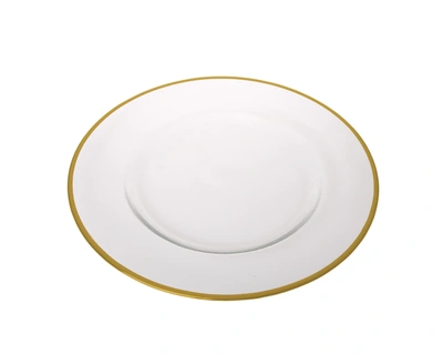 CLASSIC TOUCH DECOR SET OF 4 CLEAR CHARGERS WITH GOLD RIM