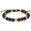CRUCIBLE JEWELRY CRUCIBLE LOS ANGELES 8MM LAVA AND GOLD IP STAINLESS STEEL BEADS ON ADJUSTABLE CORD TIE BRACELET