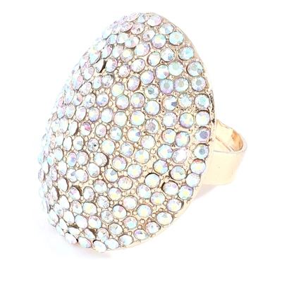 Sohi White Color Gold Plated Designer Stone Ring For Women's In Silver