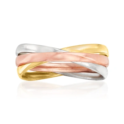 Ross-simons Italian 14kt Tri-colored Gold Crisscross Ring In Multi