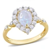 Mimi & Max 1 1/2 Ct Tgw Pear Shape Opal And Created White Sapphire And Diamond Accent Halo Ring In 10k Yellow G In Yellow