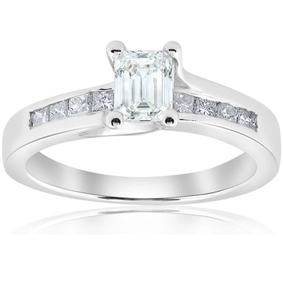 Pompeii3 1 1/2ct Emerald Cut Diamond Enhanced Engagement Ring 14k White Gold In Multi