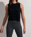 VARLEY PAGE SEAMLESS CROP TANK TOP IN BLACK