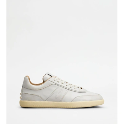 Tod's Tabs Leather Sneakers In White