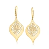 Ross-simons Italian 14kt Yellow Gold Openwork Floral Lace Teardrop Earrings In Gold