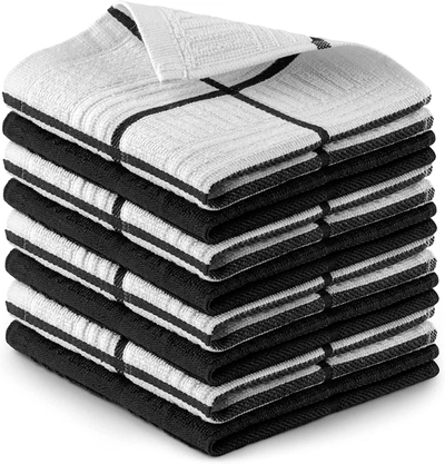 Zulay Kitchen Absorbent Kitchen Towels Cotton 8 Pack 12x12