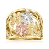 Ross-simons Italian 14kt Tri-colored Gold Floral Ring In Gold